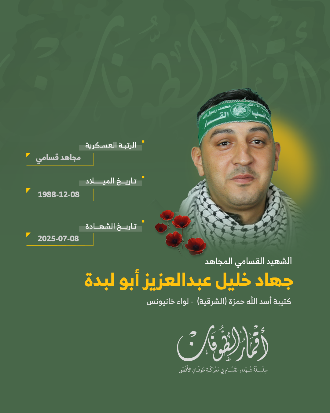 الشهيد القسامي المجاهد/ جهاد خليل أبو لبدة